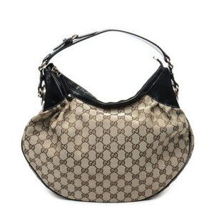 Gucci Zip Hobo Beige Black GG Canvas